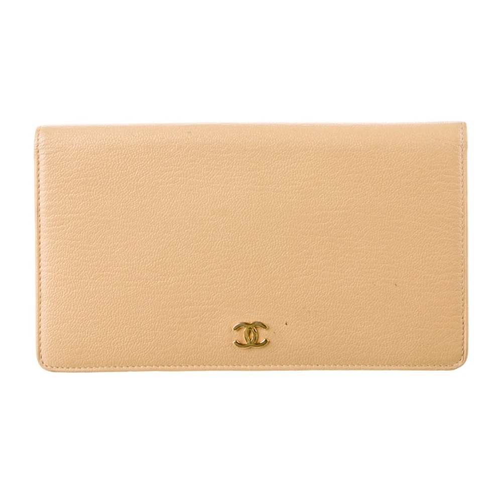 Chanel Beige CC Long Continental Leather Wallet